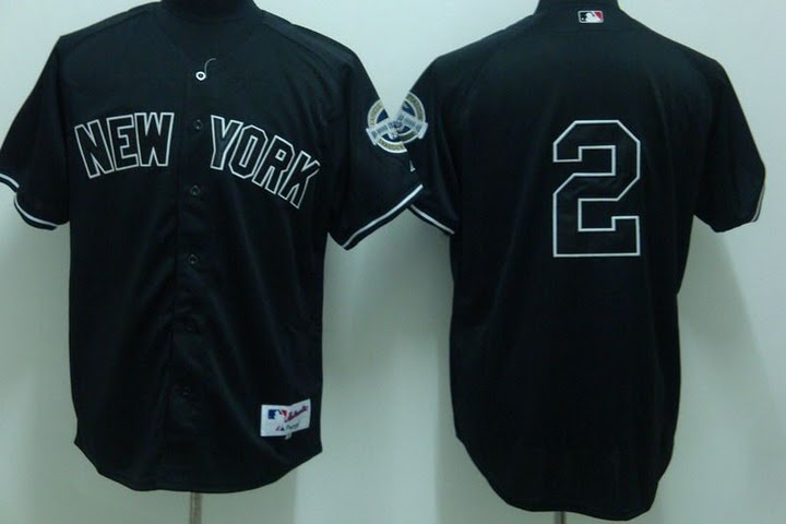 Yankees #2 Derek Jeter Stitched Black Youth MLB Jersey