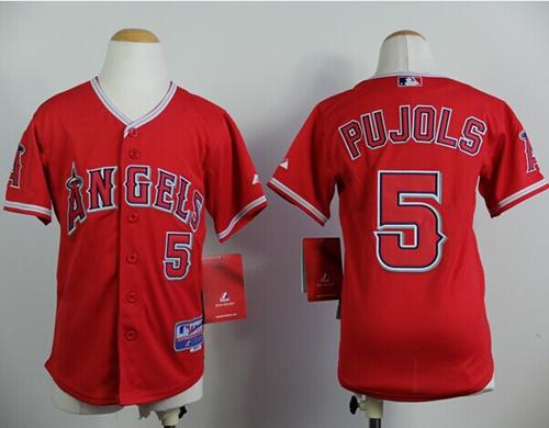 Angels #5 Albert Pujols Red Stitched Youth MLB Jersey