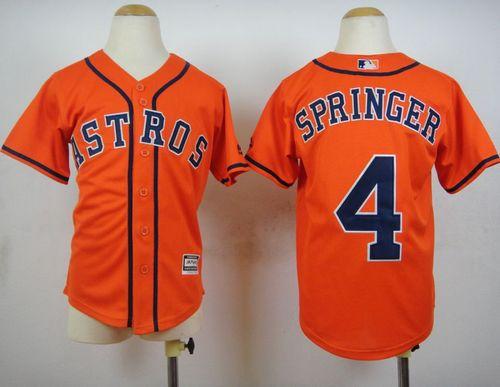 Astros #4 George Springer Orange Cool Base Stitched Youth MLB Jersey