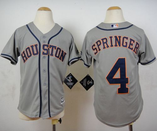 Astros #4 George Springer Grey Cool Base Stitched Youth MLB Jersey