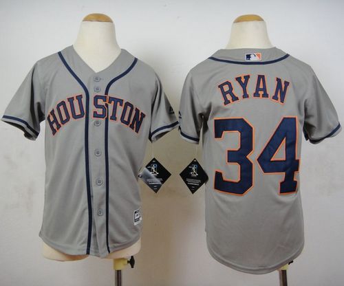Astros #34 Nolan Ryan Grey Cool Base Stitched Youth MLB Jersey