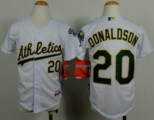 Athletics #20 Josh Donaldson White Cool Base Stitched Youth MLB Jersey