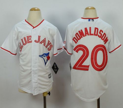 Blue Jays #20 Josh Donaldson White 2015 Canada Day Stitched Youth MLB Jersey