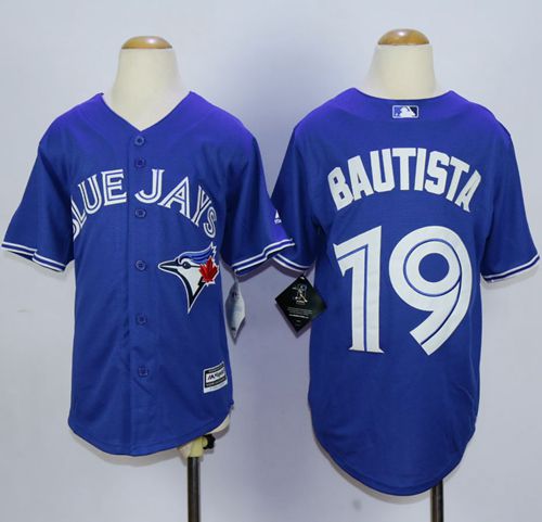 Blue Jays #19 Jose Bautista Blue New Cool Base Stitched Youth MLB Jersey