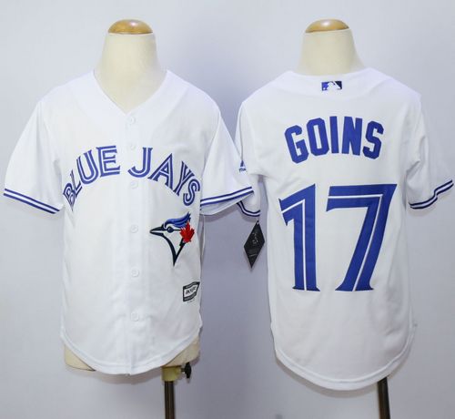 Blue Jays #17 Ryan Goins White Cool Base Stitched Youth MLB Jersey