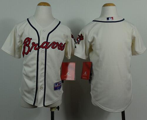 Braves Blank Cream Cool Base Stitched Youth MLB Jersey