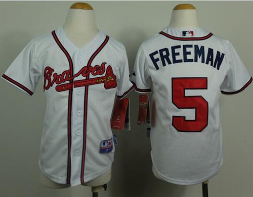 Braves #5 Freddie Freeman White Cool Base Stitched Youth MLB Jersey