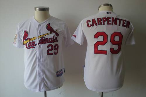 Cardinals #29 Chris Carpenter White 2011 World Series Patch Stitched Youth MLB Jersey