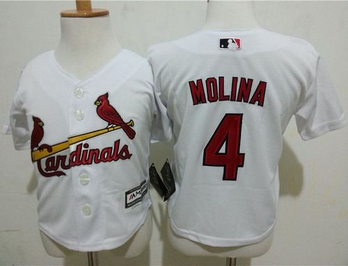 Toddler Cardinals #4 Yadier Molina White Cool Base Stitched MLB Jersey
