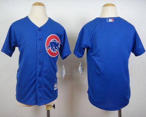 Cubs Blank Blue Cool Base Stitched Youth MLB Jersey