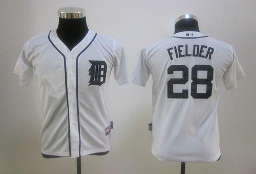 Tigers #28 Prince Fielder White Cool Base Stitched Youth MLB Jersey