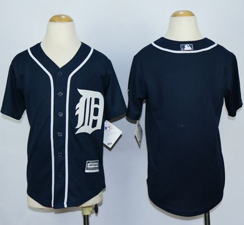 Tigers Blank Navy Blue Cool Base Stitched Youth MLB Jersey