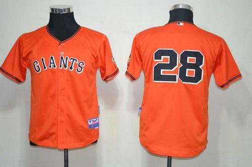 Giants #28 Buster Posey Orange Stitched Youth MLB Jersey