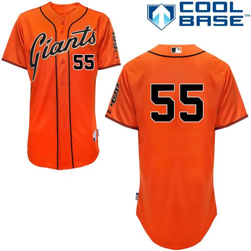 Giants #55 Tim Lincecum Orange Patch Stitched Youth MLB Jersey