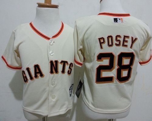 Toddler Giants #28 Buster Posey Cream Stitched MLB Jersey