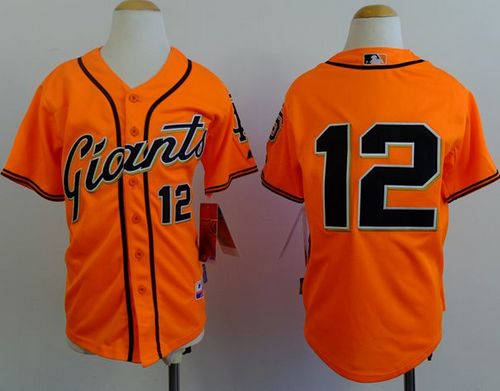 Giants #12 Joe Panik Orange Alternate Stitched Youth MLB Jersey