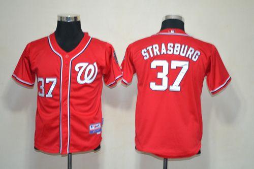 Nationals #37 Stephen Strasburg Red Stitched Youth MLB Jersey