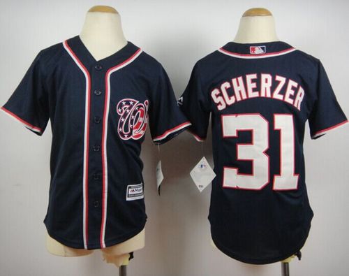 Nationals #31 Max Scherzer Blue Cool Base Stitched Youth MLB Jersey