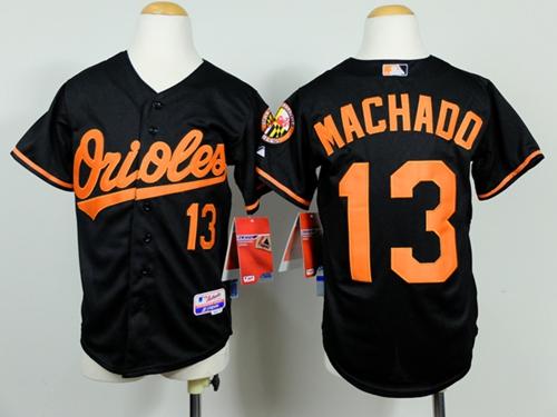 Orioles #13 Manny Machado Black Cool Base Stitched Youth MLB Jersey