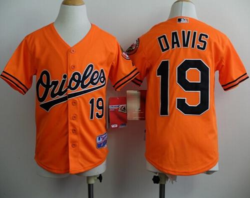 Orioles #19 Chris Davis Orange Cool Base Stitched Youth MLB Jersey
