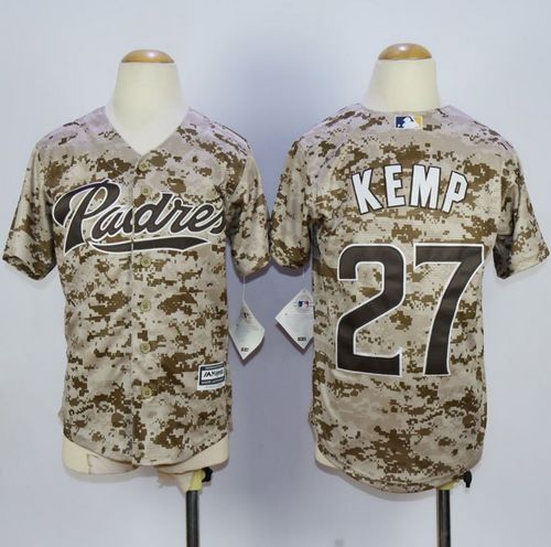 Padres #27 Matt Kemp Camo Alternate 2 Stitched Youth MLB Jersey