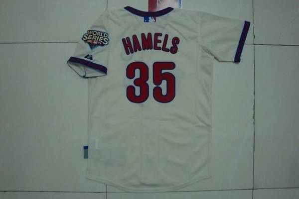 Phillies #35 Cole Hamels Stitched Cream Youth MLB Jersey