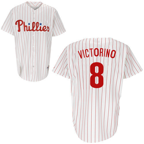 Phillies #8 Shane Victorino White Red Strip Stitched Youth MLB Jersey