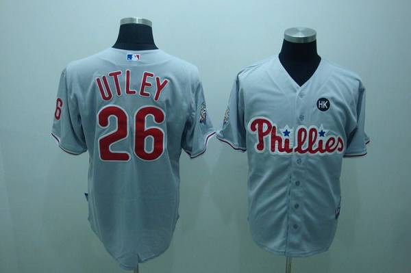 Phillies #26 Chase Utley Grey Stitched Youth MLB Jersey