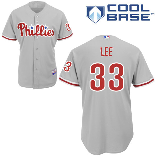 Phillies #33 Cliff Lee Grey Cool Base Stitched Youth MLB Jersey