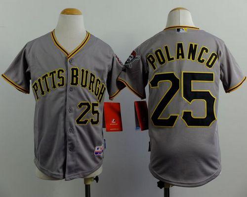 Pirates #25 Gregory Polanco Grey Cool Base Stitched Youth MLB Jersey