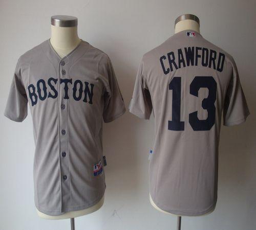Red Sox #13 Carl Crawford Grey Cool Base Stitched Youth MLB Jersey