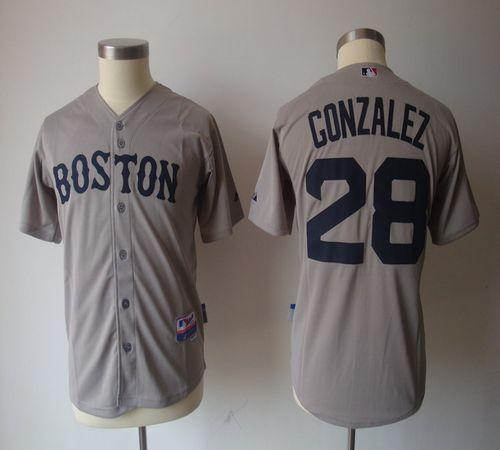 Red Sox #28 Adrian Gonzalez Grey Cool Base Stitched Youth MLB Jersey