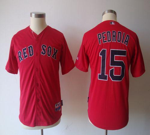 Red Sox #15 Dustin Pedroia Red Cool Base Stitched Youth MLB Jersey