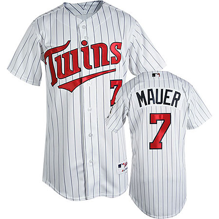 Twins #7 Joe Mauer Stitched White(Blue Strip) Cool Base Youth MLB Jersey