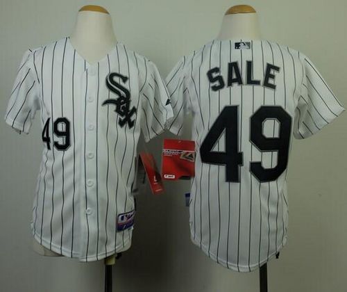 White Sox #49 Chris Sale White(Black Strip) Cool Base Stitched Youth MLB Jersey