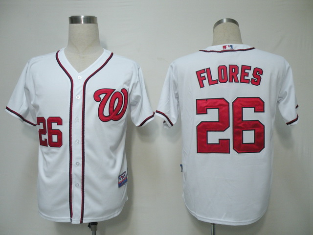 Nationals #26 Jesus Flores White Cool Base Stitched MLB Jersey