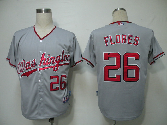 Nationals #26 Jesus Flores Grey Cool Base Stitched MLB Jersey