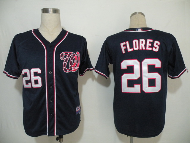 Nationals #26 Jesus Flores Navy Blue Cool Base Stitched MLB Jersey