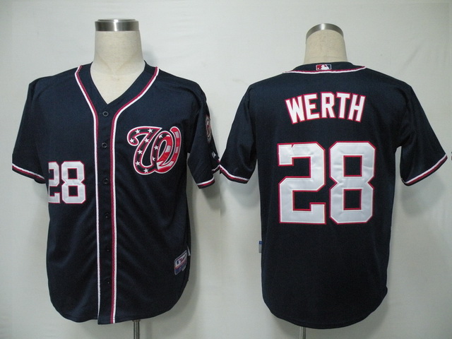 Nationals #28 Jayson Werth Navy Blue Cool Base Stitched MLB Jersey