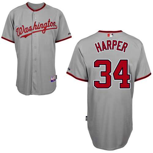 Nationals #34 Bryce Harper Grey Cool Base Stitched MLB Jersey