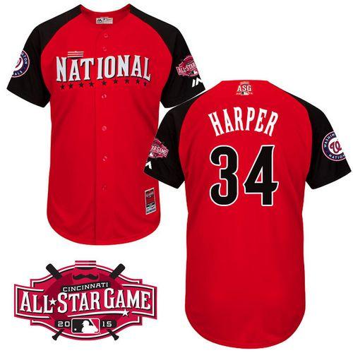 Nationals #34 Bryce Harper Red 2015 All Star National League Stitched MLB Jersey