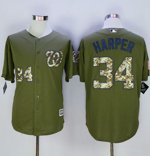 Nationals #34 Bryce Harper Green Camo New Cool Base Stitched MLB Jersey