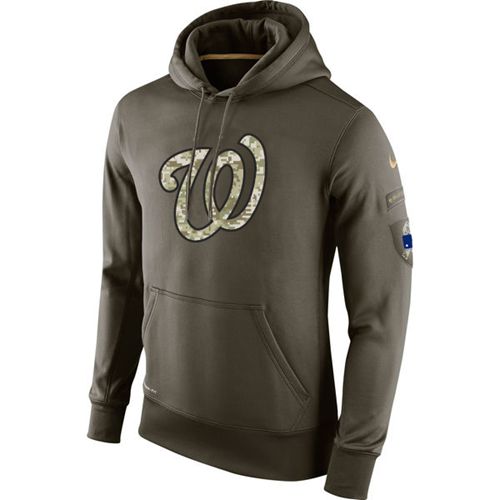 Men's Washington Nationals  Olive Salute To Service KO Performance Hoodie