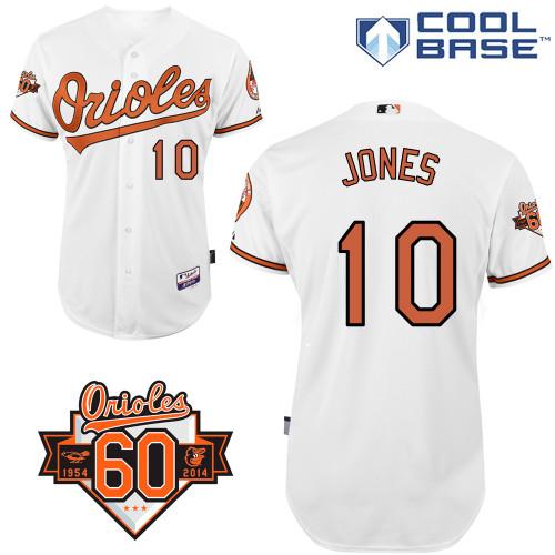 Orioles #10 Adam Jones White 1954 2014 60th Anniversary Cool Base Stitched MLB Jersey