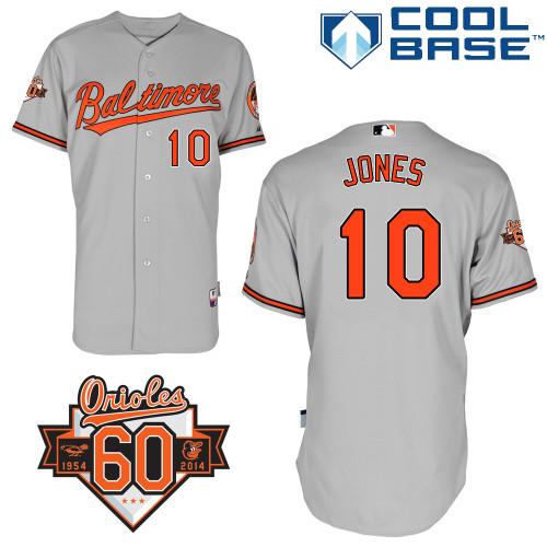 Orioles #10 Adam Jones Grey 1954 2014 60th Anniversary Cool Base Stitched MLB Jersey