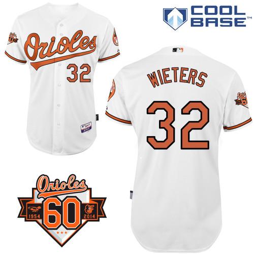 Orioles #32 Matt Wieters White 1954 2014 60th Anniversary Cool Base Stitched MLB Jersey