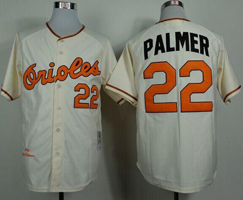 Mitchell And Ness 1989 Orioles #22 Jim Palmer Cream Throwback Stitched MLB Jersey