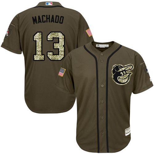 Orioles #13 Manny Machado Green Salute to Service Stitched MLB Jersey