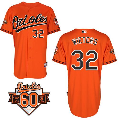 Orioles #32 Matt Wieters Orange 1954 2014 60th Anniversary Cool Base Stitched MLB Jersey