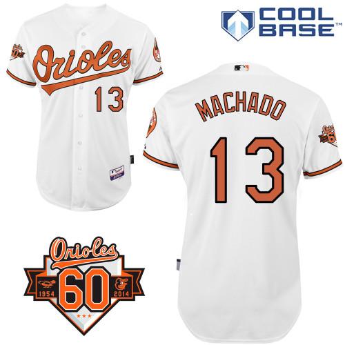 Orioles #13 Manny Machado White 1954 2014 60th Anniversary Cool Base Stitched MLB Jersey